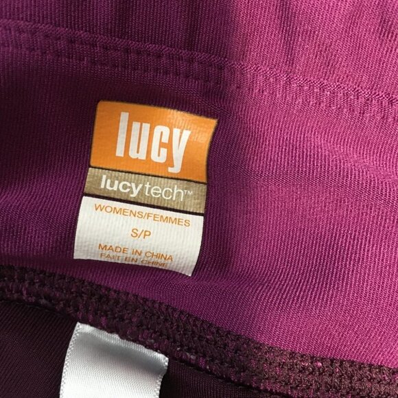 Lucy Cropped Reflective Workout Burgundy Leggings Lucytech Size S - Picture 6 of 8